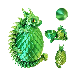 Juego de Huevos de Dragón Amarillo y Verde Impresos en 3D Jinccai Longbao, Juguete Educativo de Plástico Articulado para Niños, Sorpresa de Pascua - Product Image 1