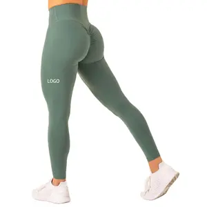 OEM Custom Manufacturers Stretch Tights Double Brushed Yoga Pants Ruched Scrunch Butt Legging For Women