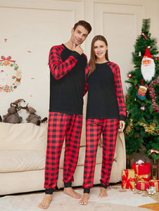 Costume à carreaux anti-rétrécissement fabriqué en usine, ensembles de vêtements de Noël décontractés pour les familles pour les vacances avec logo <span class=keywords><strong>personnalisé</strong></span> - Product Image 6