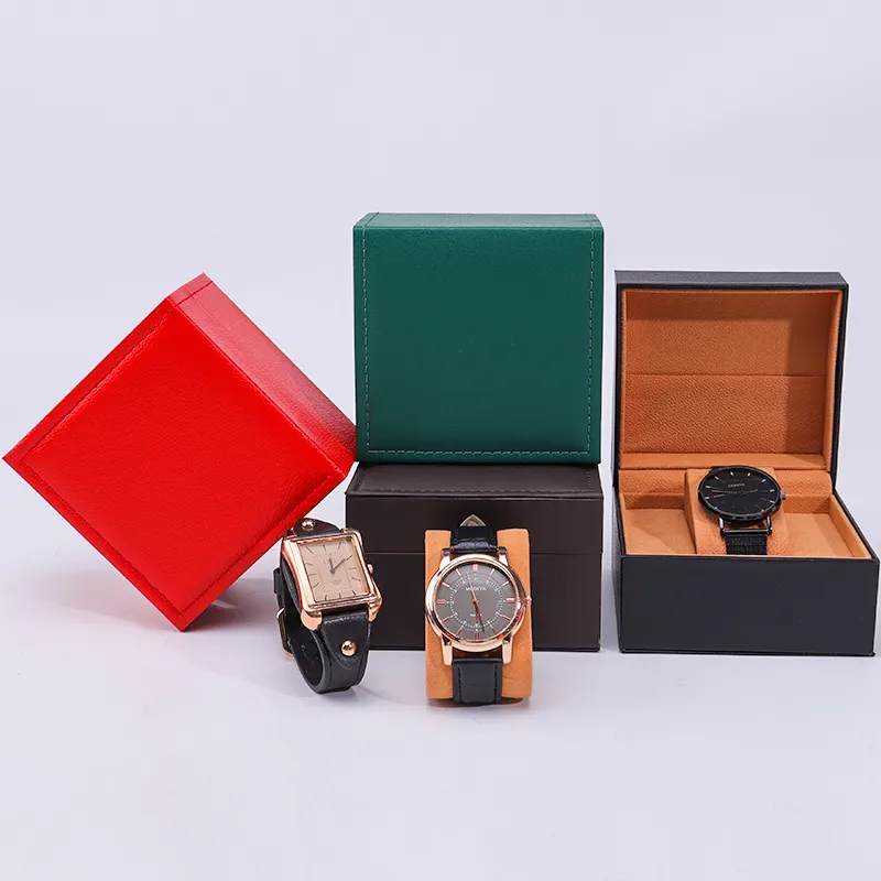 Hanhong Werkshersteller elegantes Design Uhren-Reisetasche Luxus-Geneschenkverpackung aus Kunstleder Umklappbares individuelles Uhrenetui
