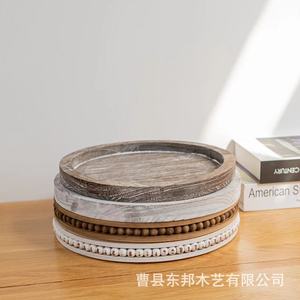 ถาดเก็บของทรงกลมไม้ ลายวินเทจ สำหรับจัดระเบียบของตกแต่งบ้าน เช่น เทียนหรือเครื่องประดับ แบบตั้งพื้น รุ่น DB 07 - Product Image 5