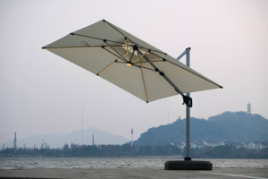 Best Price Large Outdoor Commercial Aluminum Windproof Durable Folding Arm Retractable Patio Umbrella for Hotels Restaurants - Product Image 1