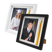 Cadre photo de diplôme moderne noir et blanc en bois avec support pour gland, pour affichage mural et sur table, pour photo de diplômé et souvenir avec gland
