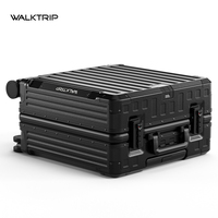Walktrip Valise moderne de 18 pouces Valise à roulettes PC Valise rigide Bagages Petite valise d'embarquement Ensemble, Noir