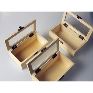Caja de regalo rectangular de madera de pino con tapa transparente para envasado de té, tamaño personalizable - Product Image 4