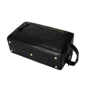 TIDING Borsa da Viaggio per Rasatura in Vera <span class=keywords><strong>Pelle</strong></span> di Vacchetta per Uomo, Grande Capacità, Personalizzabile, Nera, alla Moda - Product Image 4