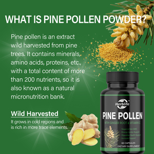 Suplementos Dietéticos OEM ODM en Cápsulas de Extracto de Polen de Pino con Raíz de Jengibre y Vitamina C, Veganos, Sin OMG, para el Apoyo Inmunológico - Product Image 2