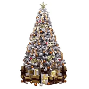 Flocking Kunstmatige Kerstboom Potlood Tip Balmoral Sparren Sneeuwtakken, Bessen En Dennenappels Versierd Metalen Stand Bush Luxu