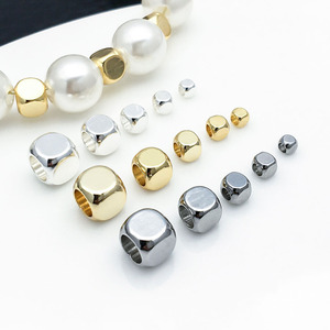 Gold And Silver Square <b>Spacer</b> Beads For DIY Jewelry Making 8mm Cube Bead Findings - Product Image 3