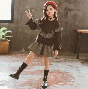 Wholesale Latest Fashion Girl Clothes of Long Sleeve Bangladesh T-<b>Shirt</b> New Short Cotton Indian Skirt for Kids <b>Party</b> Wear - Product Image 5