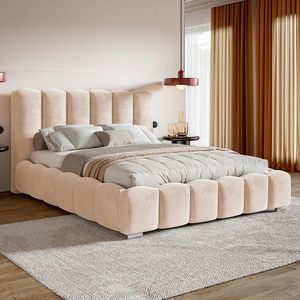 Cama Moderna Letti con Espacio de Almacenamiento, Estructura de Listones, Tapicería de Terciopelo, Marco de Madera, Sistema de Elevación a Gas, Cabecera Acolchada, Ecológica - Product Image 4