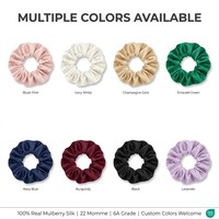 Élastiques à cheveux en soie de mûrier marque privée, chouchous tissés doux couleur champagne pour femmes, emballage personnalisé en sac à cordon, commandes en gros