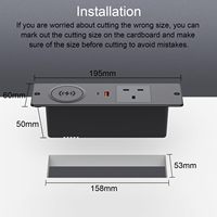 Prise de table industrielle double USB à 4 sorties, encastrable, avec chargeur sans fil 15W, QC3.0/PD3.0, câble de 2m, 10A