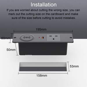 Presa Industriale da Incasso a 4 Uscite USB Doppia con Caricatore Wireless da 15W, Cavo da 2m, 10A, Standard US/UK/EU, in ABS - Product Image 4