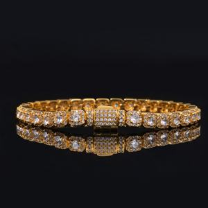 Pulsera de tenis para mujer con cristales de circonita cúbica micro pavé, cierre de caja seguro, bicolor oro y plata, no se deslustra, regalo de Navidad elegante - Product Image 6