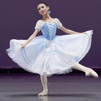 Giselle ne peut pas fermer la fille du fermier Variation Tutu bleu pour enfants Combinaison de ballet en soie personnalisée Robe de performance