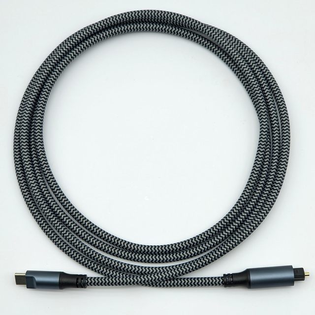 Zowie Braided PVC Jacket USB C to Optical Audio Cable (Custom Length) Black for TV/Soundbar PS5 Speakers & Home Theater Systems