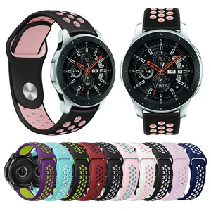 Niky Olahraga Dua Warna Tali TPU untuk Samsung Galaxy Watch 4/5/6 20Mm 46/Active 2 Wrist Bracelet untuk Samsung Silicone Watch Bands