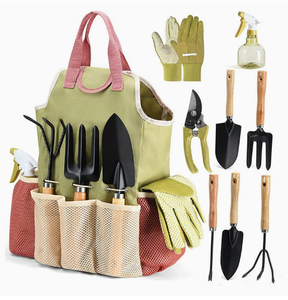 Outils de jardinage robustes avec sac de transport haut de gamme, cadeaux de jardinage pour femmes, ensemble complet de 9 pièces, outils de jardin de qualité durable - Product Image 1
