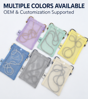 Pochette de rangement en maille personnalisée OEM avec cordon, mini pochette en maille à bandoulière pour téléphone portable et petits objets
