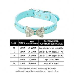 Collar Popular con Lazo Adornado con Diamantes de PU Brillantes para Gatos y Perros Pequeños, MOQ Bajo - Product Image 4
