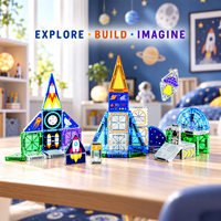 Mini tuiles magnétiques de 3,75 cm, boîte en métal, blocs de construction de voyage, jouets magnétiques, kit éducatif Montessori pour les tout-petits et les enfants