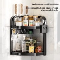 Étagère d'angle murale en métal pour comptoir de cuisine, organisateur de rangement, support à épices, porte-bouteilles
