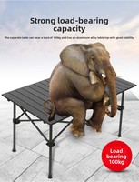 Mesa Rectangular Plegable de Acero al Carbono con Malla Metálica para Exteriores, Multifuncional para Barbacoa, Camping y Picnic