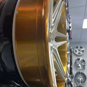 Jantes forgées sur mesure 2 pièces 10 Y-Spoke concaves profondes, finition argent brossé avec liseré doré pour BMW <span class=keywords><strong>Mercedes</strong></span> - Product Image 5