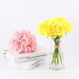 ช่อดอกกุหลาบไหมไทน์เอน 10 ดอก สีแดง 30 ซม. สำหรับงานแต่งงาน ตกแต่งบ้าน - Product Image 2