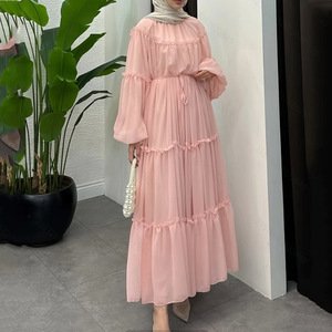 Casual alla moda medio-orientale dolce con pizzo lungo lungo e traspirante in poliestere abiti lunghi fatti a mano - Product Image 2