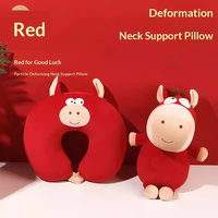Oreiller de cou en forme de cheval pour le Nouvel An chinois, 2 en 1, transformable en forme de U, rempli de microbilles