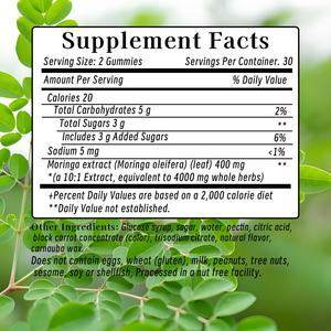 Complément alimentaire en gommes de feuilles de Moringa bio à marque privée, sans sucre, pour la perte de poids, stimulant le métabolisme et l'énergie, Moringa Gu - Product Image 6