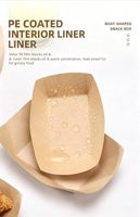 Boîte à lunch jetable en papier kraft en forme de bateau, compatible micro-ondes, dégradable, pour emballage de collations, style coréen, pour barbecue et fritures