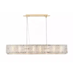 LED New art Handmade Glass Light Platinum Large Rectangular Pendant Lamp chandelier