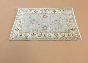 Beau tapis en laine noué à la main Oushak bleu clair Beige 9x12 Style oriental nouveau personnalisable pour le camping pique-nique coton - Product Image 3