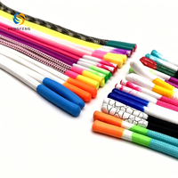 Cordon rond multicolore en polyester avec embout en silicone bicolore pour sweats à capuche et baskets