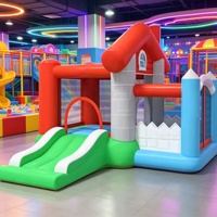 Château gonflable personnalisé avec toboggan pour enfants, idéal pour les fêtes d'anniversaire en extérieur et la location d'événements
