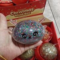 Offre Spéciale – Jouet Squishy en forme de Boulette de Renne de Noël de 8,5 cm avec Paillettes – Boîte Mystère – Jouet Anti-Stress Doux à Presser en TPR – Jouet Fidget en Forme de Boulette