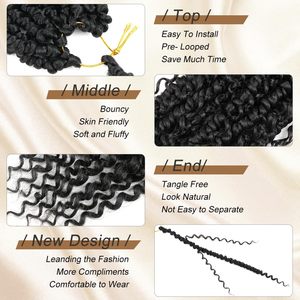 Extensiones de Cabello Sintético de 14 Pulgadas Pre-Enlazadas para Crochet <span class=keywords><strong>Passion</strong></span> Twist, Faux Locs Bohemian, Venta al Por Mayor, Extensiones de Cabello Suaves - Product Image 3