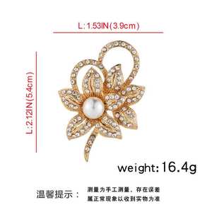 뜨거운 패션 보석 하이 퀄리티 빈티지 골드 브로치 핀 오스트리아 크리스탈 모조 진주 꽃 브로치 - Product Image 6
