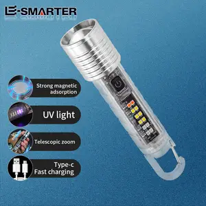 New siêu sáng LED loại C sạc Zoomable Mini Keychain đèn pin với laser trắng
