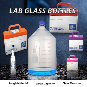 Lab 1L to 10L High Borosilicate <b>Glass</b> Reagent <b>Bottles</b> <b>with</b> Clear Amber Blue Screw <b>Lid</b> Cap 2500ml to 5000ml Laboratory Use - Product Image 2