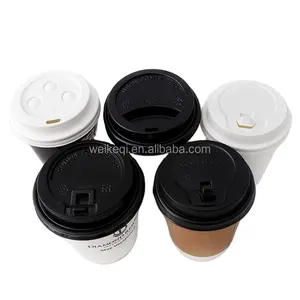 Black Coffee Cup Lid PS Plastic Lid For Hot Paper Cups