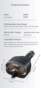 อะแดปเ<span class=keywords><strong>ต</strong></span>อร์ชาร์จในรถยน<span class=keywords><strong>ต</strong></span>์แบบพับเก็บได้ 1 ถึง 5 พอร์<span class=keywords><strong>ต</strong></span> กำลังไฟสูงสุด 120 วั<span class=keywords><strong>ต</strong></span><span class=keywords><strong>ต</strong></span>์ ชาร์จเร็วพิเศษ ช่องเสียบที่จุดบุหรี่ รองรับการชาร์จเร็ว USB-C สำหรับ iPhone และ <span class=keywords><strong>Samsung</strong></span> - Product Image 6