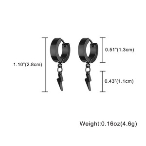 1 Par de Pendientes de Aro con Colgante de Rayo de Acero Inoxidable, Elegantes, Unisex, con Diseño de Rayo, Joyería de Regalo - Product Image 2