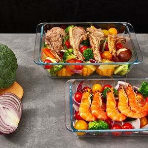 Hxglass Rectangulaire 1,7 L 2,8 L 4,2 L Plateau de cuisson en verre trempé <span class=keywords><strong>avec</strong></span> <span class=keywords><strong>couvercle</strong></span> Accessoire de four Casseroles Empilable Récipients alimentaires - Product Image 4