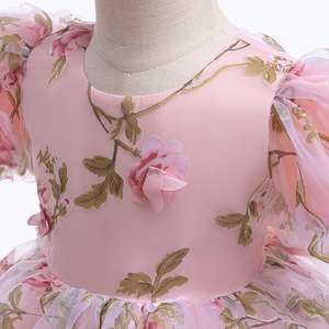 Robes de cérémonie de mariage pour filles, robes de princesse élégantes en <span class=keywords><strong>tulle</strong></span> long pour enfants, vêtements pour enfants, robes 3D pour filles d'été, ODM/OEM - Product Image 3