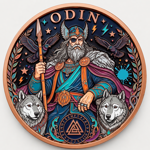 Pièce <span class=keywords><strong>de</strong></span> monnaie Odin, dieu <span class=keywords><strong>nordique</strong></span>, en cuivre fin 999, 1 oz, haute relief, couleur UV, finition proof-like, cadeau pour les fans <span class=keywords><strong>de</strong></span> <span class=keywords><strong>la</strong></span> <span class=keywords><strong>mythologie</strong></span>, artisanat métallique - Product Image 2