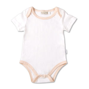 Organic Cotton Light Brown Solid Color Short Sleeve Plain <strong>Blank</strong> Design Kids <strong>Rompers</strong> Newborn Unisex <strong>Baby</strong> Bodysuit - Product Image 5